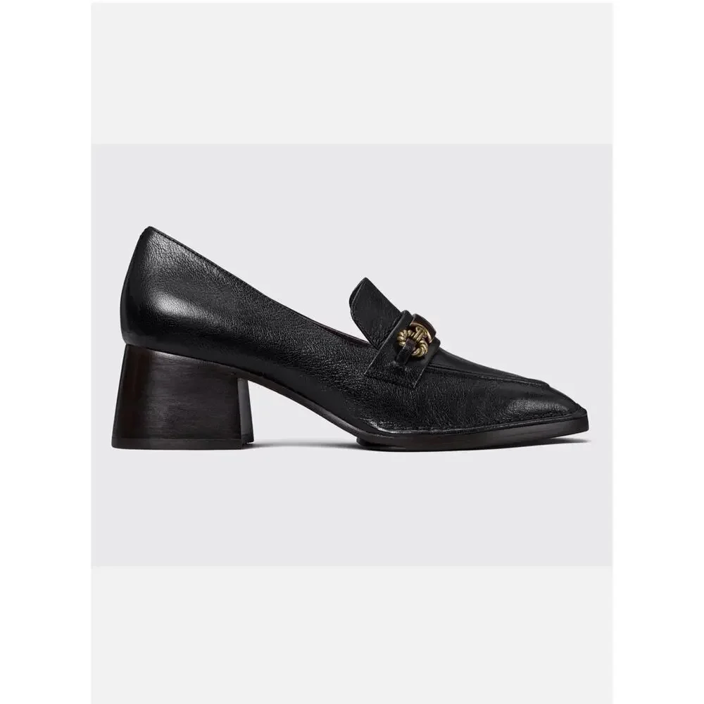 NIB Tory Burch Perrine Heel Loafers, Perfect Black, 7.5